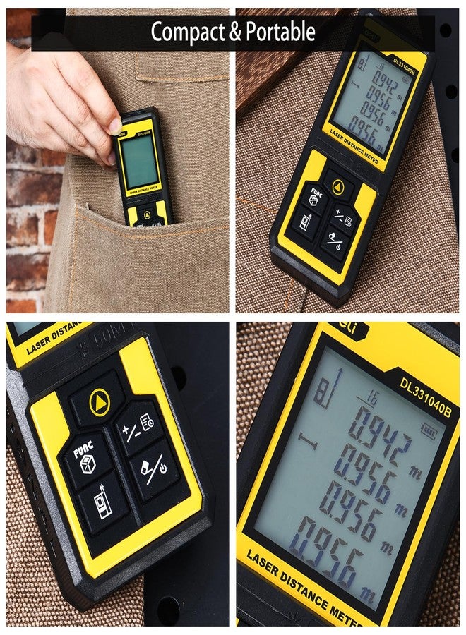 Deli DL331040B 3V Laser Range Finder Up to 50 Meters Continuous Distance Measurement Tool with 3mm Measuring Accuracy 30 Set Record & Red Light 630-670nm Type Class 2 Laser(Black & Yellow, Pack of 1) - Image 5